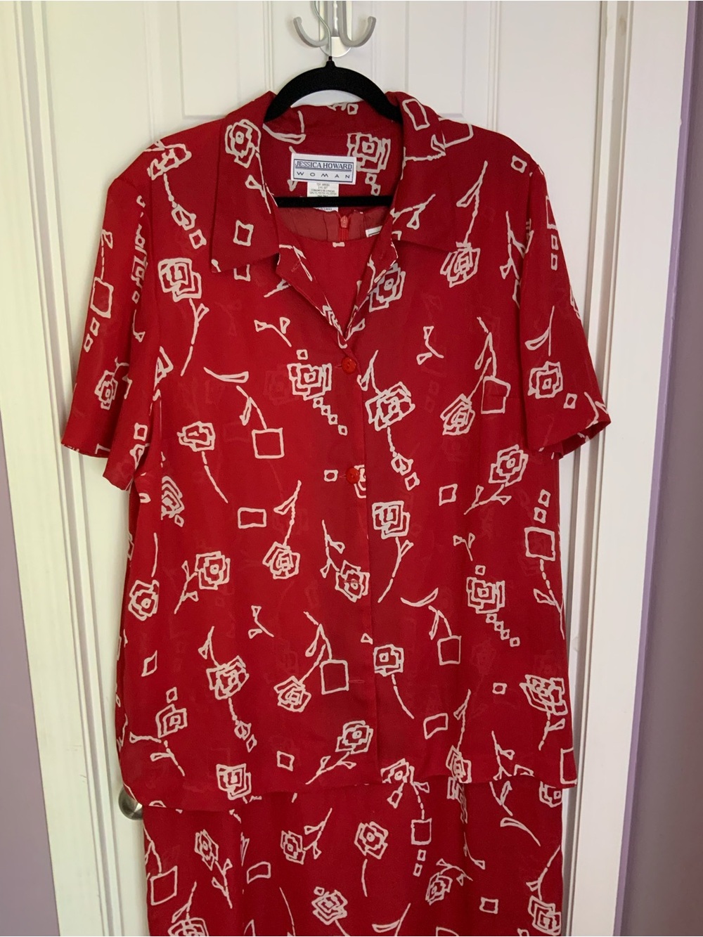 Jessica Howard Red Floral-Print Sleeveless Maxi Dress and coverup